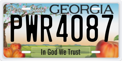 GA license plate PWR4087