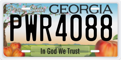 GA license plate PWR4088