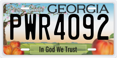 GA license plate PWR4092