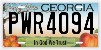 GA license plate PWR4094