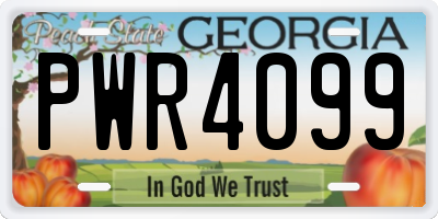 GA license plate PWR4099