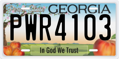 GA license plate PWR4103