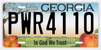 GA license plate PWR4110