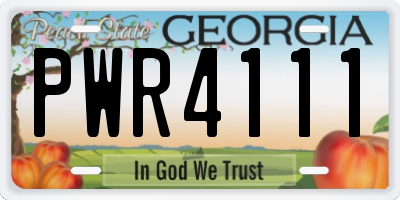 GA license plate PWR4111