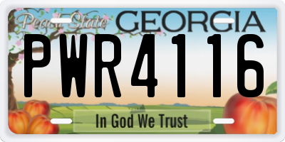 GA license plate PWR4116