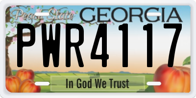 GA license plate PWR4117
