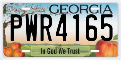 GA license plate PWR4165