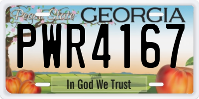 GA license plate PWR4167