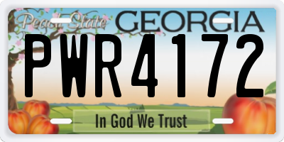 GA license plate PWR4172