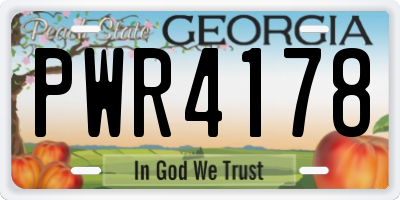GA license plate PWR4178