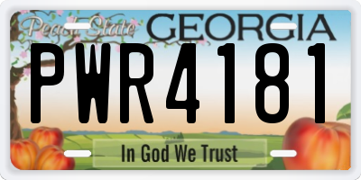 GA license plate PWR4181