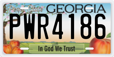 GA license plate PWR4186