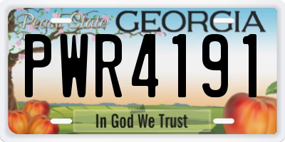 GA license plate PWR4191