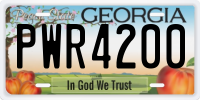 GA license plate PWR4200