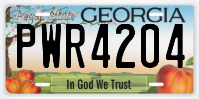 GA license plate PWR4204