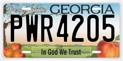 GA license plate PWR4205