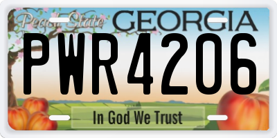 GA license plate PWR4206