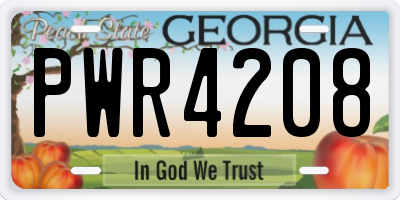 GA license plate PWR4208