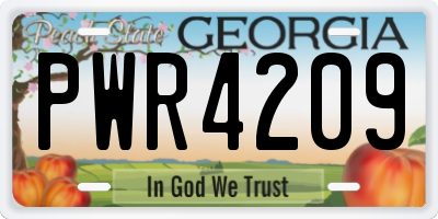 GA license plate PWR4209