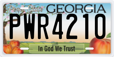 GA license plate PWR4210