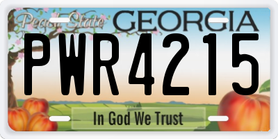 GA license plate PWR4215
