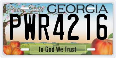 GA license plate PWR4216