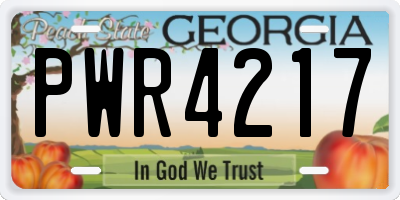 GA license plate PWR4217
