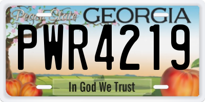 GA license plate PWR4219