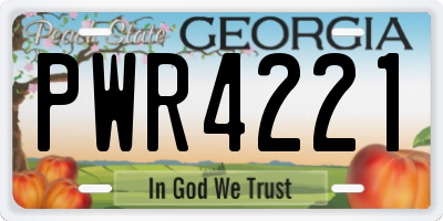 GA license plate PWR4221