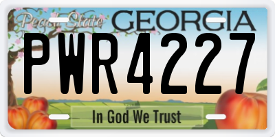 GA license plate PWR4227