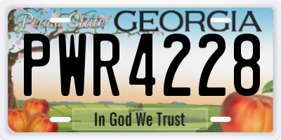 GA license plate PWR4228