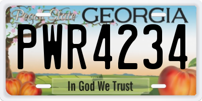 GA license plate PWR4234