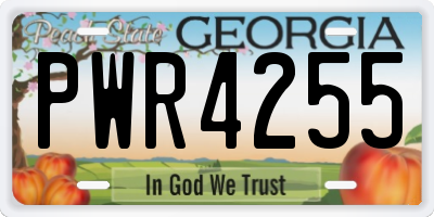 GA license plate PWR4255