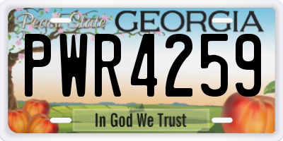 GA license plate PWR4259