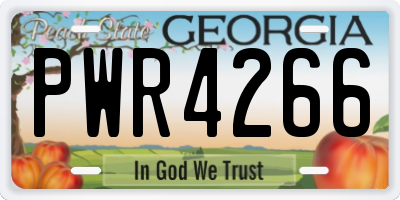 GA license plate PWR4266