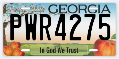 GA license plate PWR4275