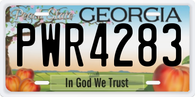 GA license plate PWR4283