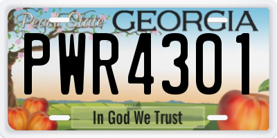GA license plate PWR4301