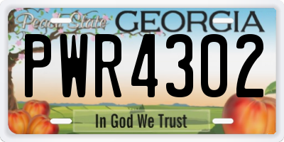 GA license plate PWR4302