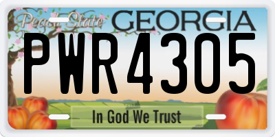 GA license plate PWR4305