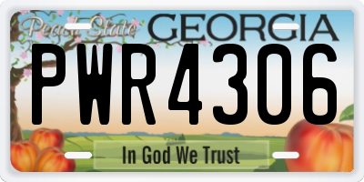 GA license plate PWR4306
