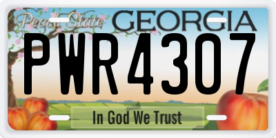 GA license plate PWR4307