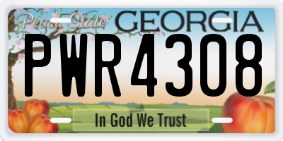 GA license plate PWR4308
