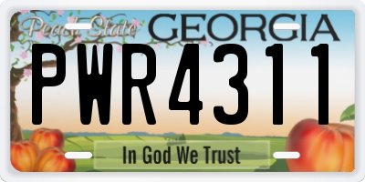 GA license plate PWR4311