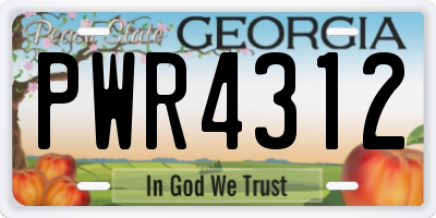 GA license plate PWR4312