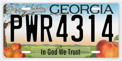 GA license plate PWR4314