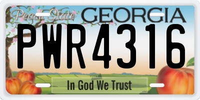 GA license plate PWR4316