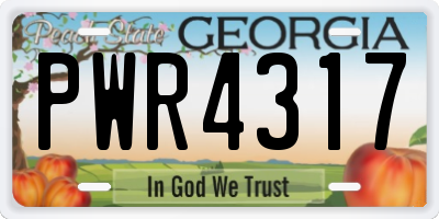 GA license plate PWR4317