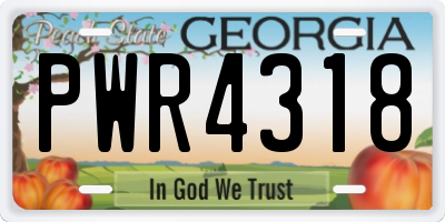 GA license plate PWR4318