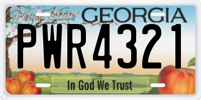GA license plate PWR4321